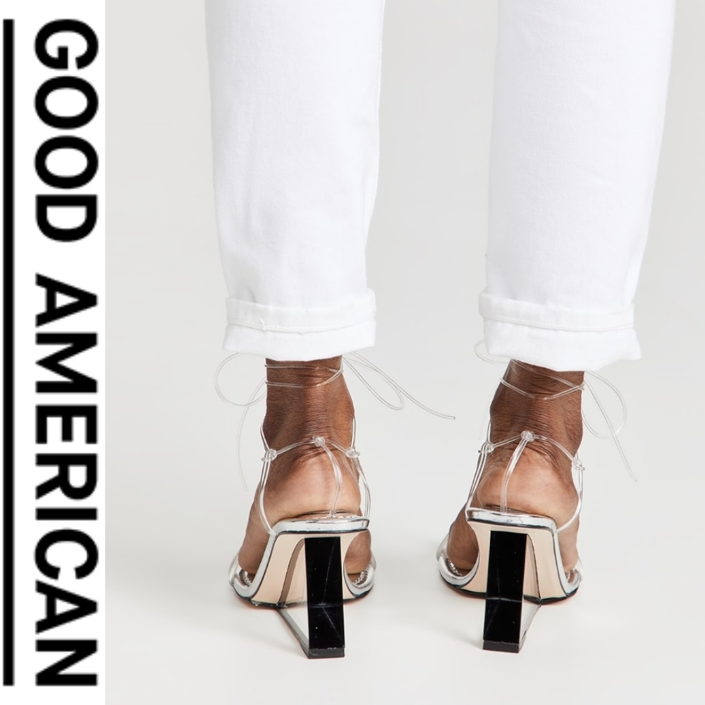 Good American - Clear Block Heel Clear Straps Sandals - Size 6.5 - Picture 3 of 8